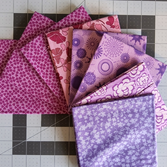 Cotton Quilting Craft Fabric Fat Quarter Bundle Pink Purple Blue Green Blender - Picture 4 of 6